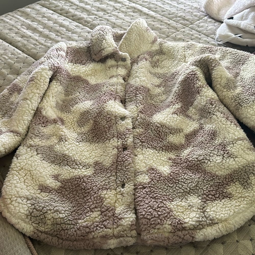 button up fluffy coat